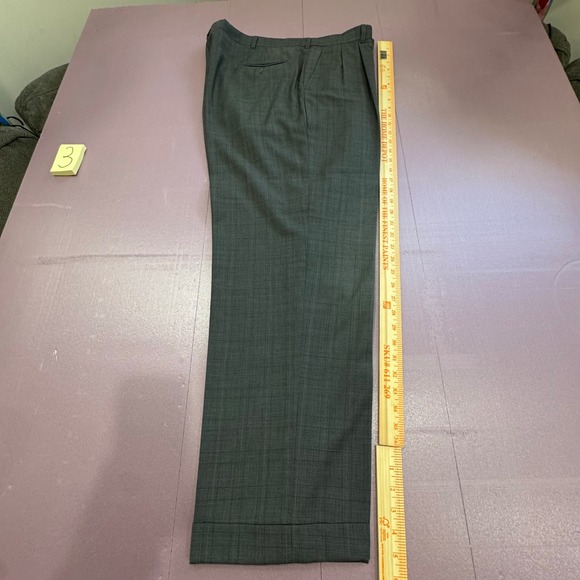 Monarch 110's 100% Wool Men Gray Plaid Suit Jacket Blazer Trousers Pants Set 44L - Picture 9 of 16